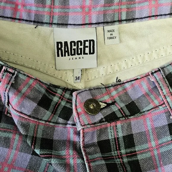 The Ragged Priest Plaid Wide Leg Pants - Black and Pink - Picture 3 of 3